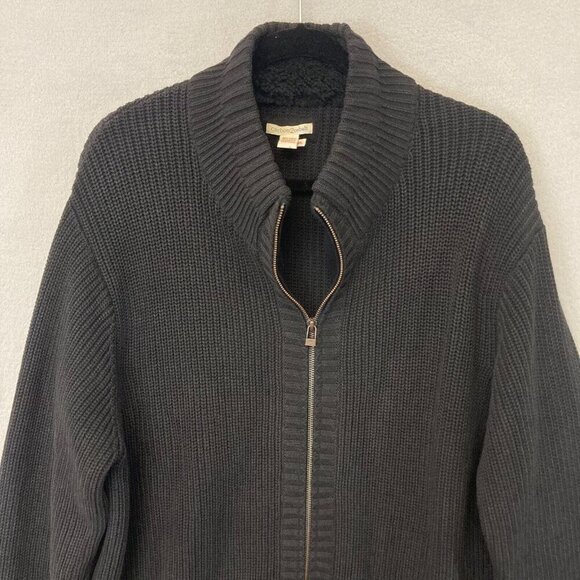 Carbon 2 Cobalt Zip Up Sweater Mens Size XL Black Jacket Ribbed Knit Heavyweight - Picture 6 of 14
